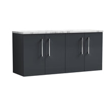 Nui Arno 1200mm Wall Hung 4 - door Vanity & Laminate Worktop Contemporary Soft Black MFC Painted Matt 562x1205x390mm - ARN1423LCM2 - JJ Building Materials