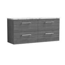 Nui Arno 1200mm Wall Hung 4 - drawer Vanity & Laminate Worktop Contemporary Anthracite Woodgrain MFC Textured Woodgrain 561x1205x390mm - ARN524LCM2 - JJ Building Materials