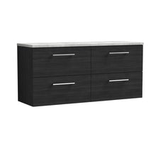 Nui Arno 1200mm Wall Hung 4 - drawer Vanity & Laminate Worktop Contemporary Charcoal Black MFC Textured Woodgrain 562x1205x390mm - ARN624LBG2 - JJ Building Materials