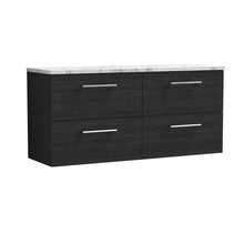 Nui Arno 1200mm Wall Hung 4 - drawer Vanity & Laminate Worktop Contemporary Charcoal Black MFC Textured Woodgrain 562x1205x390mm - ARN624LCM2 - JJ Building Materials