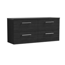 Nui Arno 1200mm Wall Hung 4 - drawer Vanity & Laminate Worktop Contemporary Charcoal Black MFC Textured Woodgrain 562x1205x390mm - ARN624LSB2 - JJ Building Materials