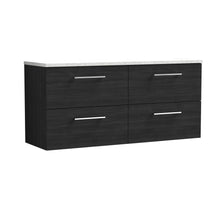 Nui Arno 1200mm Wall Hung 4 - drawer Vanity & Laminate Worktop Contemporary Charcoal Black MFC Textured Woodgrain 562x1205x390mm - ARN624LSW2 - JJ Building Materials