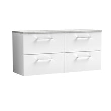 Nui Arno 1200mm Wall Hung 4 - drawer Vanity & Laminate Worktop Contemporary Gloss White MFC Painted Gloss 561x1205x390mm - ARN124LBG2 - JJ Building Materials