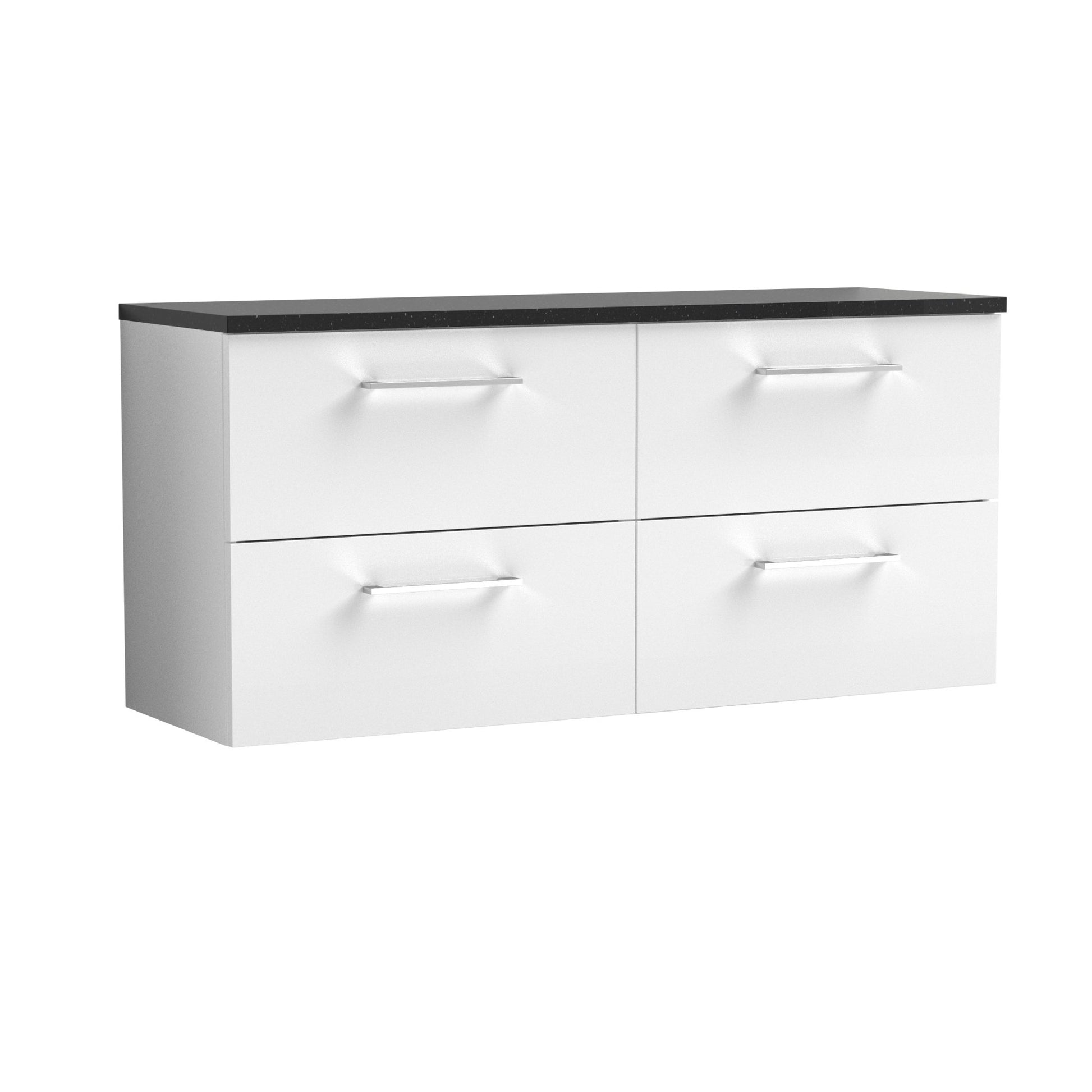 Nui Arno 1200mm Wall Hung 4 - drawer Vanity & Laminate Worktop Contemporary Gloss White MFC Painted Gloss 561x1205x390mm - ARN124LSB2 - JJ Building Materials