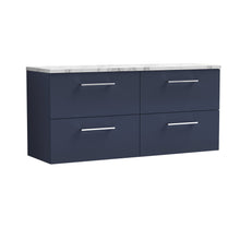 Nui Arno 1200mm Wall Hung 4 - drawer Vanity & Laminate Worktop Contemporary Midnight Blue MFC Painted Matt 562x1205x390mm - ARN2924LCM2 - JJ Building Materials