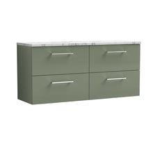 Nui Arno 1200mm Wall Hung 4 - drawer Vanity & Laminate Worktop Contemporary Satin Green MFC Painted Matt 562x1205x390mm - ARN824LCM2 - JJ Building Materials