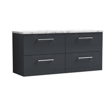 Nui Arno 1200mm Wall Hung 4 - drawer Vanity & Laminate Worktop Contemporary Soft Black MFC Painted Matt 562x1205x390mm - ARN1424LCM2 - JJ Building Materials