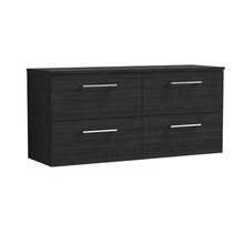 Nui Arno 1200mm Wall Hung 4 Drawer Vanity & Worktop Contemporary Charcoal Black MFC Textured Woodgrain 557x1205x390mm - JJ Building Materials