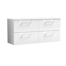 Nui Arno 1200mm Wall Hung 4 Drawer Vanity & Worktop Contemporary Gloss White MFC Painted Gloss 557x1205x390mm - JJ Building Materials