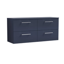 Nui Arno 1200mm Wall Hung 4 - drawer Vanity & Worktop Contemporary Midnight Blue MFC Painted Matt 558x1205x390mm - JJ Building Materials