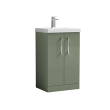 Nui Arno 500mm Floor Standing 2 Door Vanity & Basin 1 Contemporary Satin Green MFC 840x510x390mm - JJ Building Materials