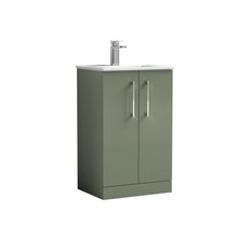 Nui Arno 500mm Floor Standing 2 Door Vanity & Basin 2 Contemporary Satin Green MFC 815x500x390mm - JJ Building Materials