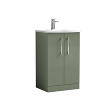 Nui Arno 500mm Floor Standing 2 Door Vanity & Basin 4 Contemporary Satin Green MFC 830x510x440mm - JJ Building Materials