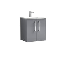 Nui Arno 500mm Wall Hung 2 Door Vanity & Basin 4 Contemporary Satin Grey MFC Painted Matt 569x510x440mm - JJ Building Materials