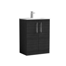 Nui Arno 600mm Floor Standing 2 Door Vanity & Basin 2 Contemporary Charcoal Black MFC 815x600x390mm - JJ Building Materials