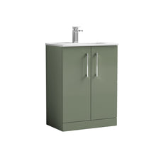 Nui Arno 600mm Floor Standing 2 Door Vanity & Basin 2 Contemporary Satin Green MFC 815x600x390mm - JJ Building Materials