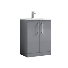 Nui Arno 600mm Floor Standing 2 Door Vanity & Basin 4 Contemporary Satin Grey MFC 830x610x440mm - JJ Building Materials