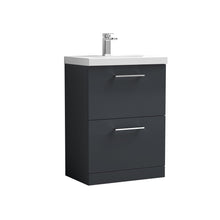 Nui Arno 600mm Floor Standing 2 Drawer Vanity & Basin 1 Contemporary Soft Black MFC 840x610x390mm - JJ Building Materials