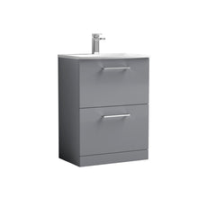Nui Arno 600mm Floor Standing 2 Drawer Vanity & Basin 4 Contemporary Satin Grey MFC 830x610x440mm - JJ Building Materials