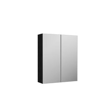 Nui Arno 600mm Mirror Unit (50/50) Contemporary Charcoal Black MFC Textured Woodgrain 715x600x182mm - JJ Building Materials