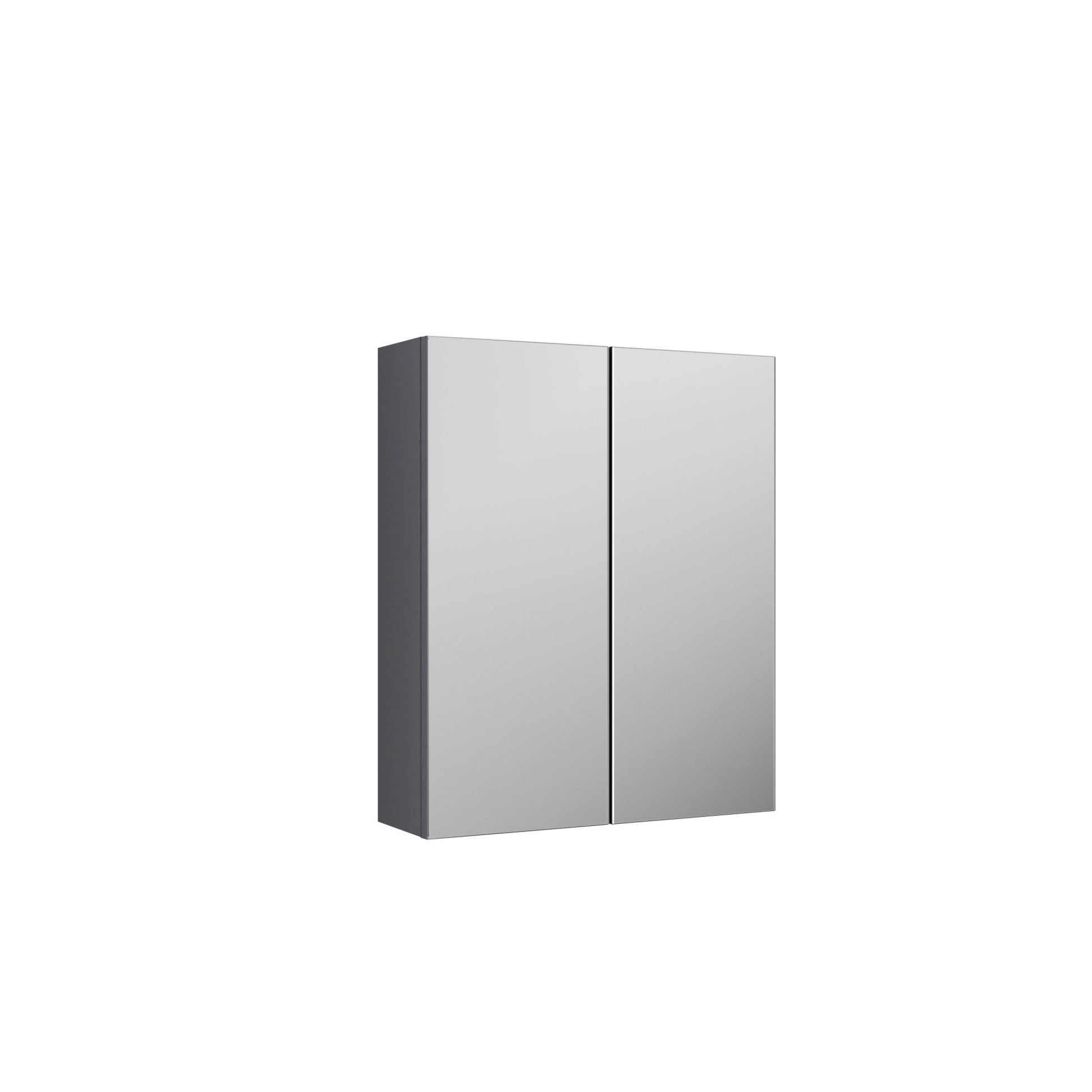 Nui Arno 600mm Mirror Unit (50/50) Contemporary Satin Grey MFC Painted Matt 715x600x182mm - JJ Building Materials