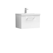 Nui Arno 600mm Wall Hung 1 Drawer Vanity & Basin 3 Contemporary Gloss White MDF Painted Gloss 409x610x395mm - JJ Building Materials