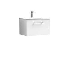 Nui Arno 600mm Wall Hung 1 Drawer Vanity & Basin 4 Contemporary Gloss White MDF Painted Gloss 389x610x440mm - JJ Building Materials