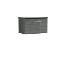 Nui Arno 600mm Wall Hung 1 Drawer Vanity & Laminate Top Contemporary Anthracite Woodgrain MFC Textured Woodgrain 381x605x390mm - ARN522LSB - JJ Building Materials