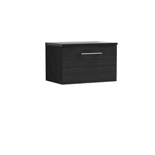 Nui Arno 600mm Wall Hung 1 Drawer Vanity & Laminate Top Contemporary Charcoal Black MFC Textured Woodgrain 381x605x390mm - ARN622LSB - JJ Building Materials