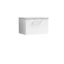 Nui Arno 600mm Wall Hung 1 Drawer Vanity & Laminate Top Contemporary Gloss White MFC Painted Gloss 381x605x390mm - ARN122LBG - JJ Building Materials