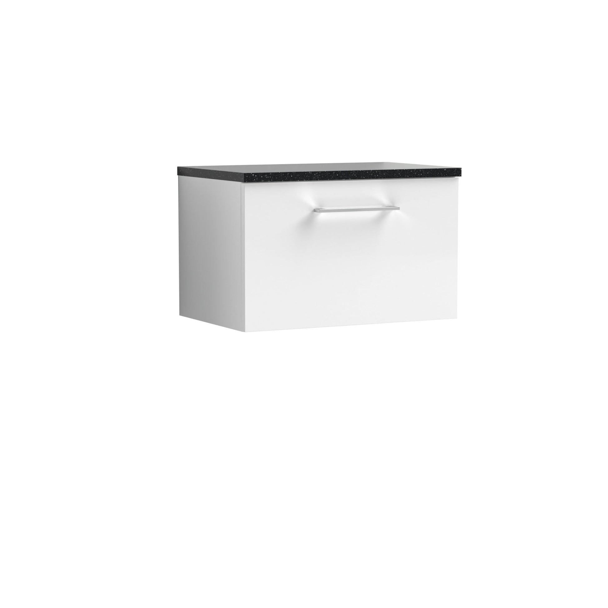 Nui Arno 600mm Wall Hung 1 Drawer Vanity & Laminate Top Contemporary Gloss White MFC Painted Gloss 381x605x390mm - ARN122LSB - JJ Building Materials