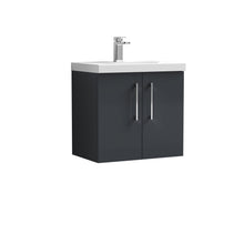 Nui Arno 600mm Wall Hung 2 Door Vanity & Basin 1 Contemporary Soft Black 579x610x390mm - JJ Building Materials