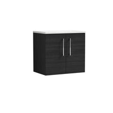 Nui Arno 600mm Wall Hung 2 Door Vanity & Laminate Top Contemporary Charcoal Black MFC Textured Woodgrain 561x605x383mm - ARN623LSW - JJ Building Materials