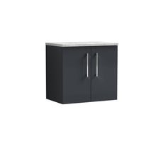 Nui Arno 600mm Wall Hung 2 Door Vanity & Laminate Top Contemporary Soft Black MFC Painted Matt 561x605x390mm - JJ Building Materials