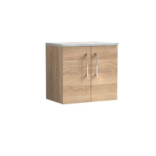 Nui Arno 600mm Wall Hung 2 - door Vanity & Laminate Worktop Contemporary Bleached Oak MFC Textured Woodgrain 562x605x390mm - ARN3023LBG - JJ Building Materials