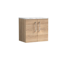 Nui Arno 600mm Wall Hung 2 - door Vanity & Laminate Worktop Contemporary Bleached Oak MFC Textured Woodgrain 562x605x390mm - ARN3023LCM - JJ Building Materials