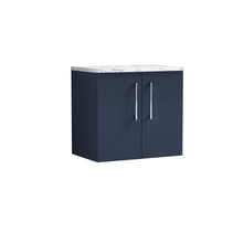 Nui Arno 600mm Wall Hung 2 - door Vanity & Laminate Worktop Contemporary Midnight Blue MFC Painted Matt 562x605x390mm - ARN2923LCM - JJ Building Materials