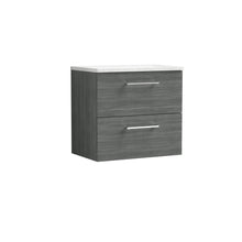 Nui Arno 600mm Wall Hung 2 Drawer Vanity & Laminate Top Contemporary Anthracite Woodgrain MFC Textured Woodgrain 561x605x383mm - ARN524LSW - JJ Building Materials