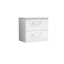 Nui Arno 600mm Wall Hung 2 Drawer Vanity & Laminate Top Contemporary Gloss White MFC Painted Gloss 561x605x390mm - JJ Building Materials