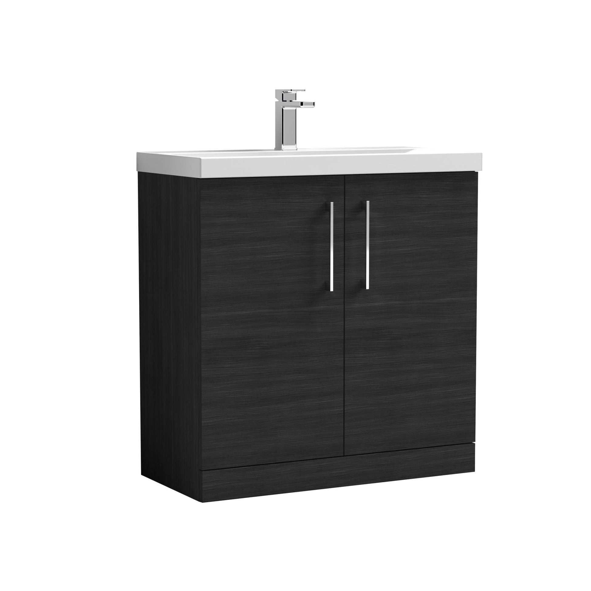 Nui Arno 800mm Floor Standing 2 Door Vanity & Basin 1 Contemporary Charcoal Black MFC 840x810x390mm - JJ Building Materials
