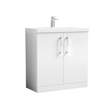 Nui Arno 800mm Floor Standing 2 Door Vanity & Basin 1 Contemporary Gloss White MFC 840x810x390mm - JJ Building Materials