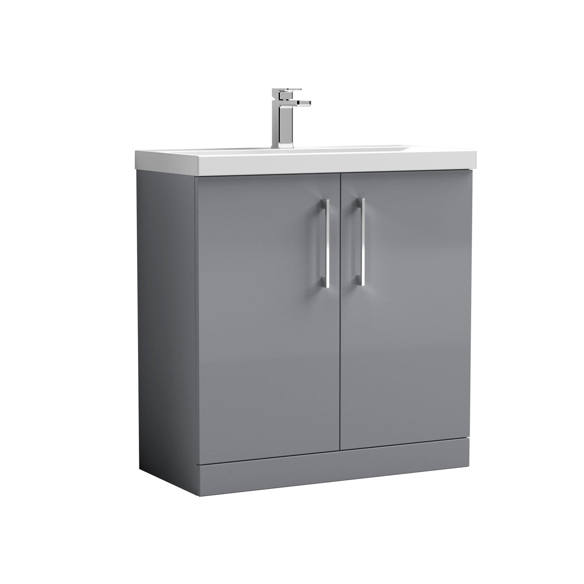 Nui Arno 800mm Floor Standing 2 Door Vanity & Basin 1 Contemporary Satin Grey MFC 840x810x390mm - JJ Building Materials