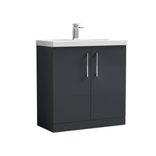 Nui Arno 800mm Floor Standing 2 Door Vanity & Basin 1 Contemporary Soft Black MFC 840x810x390mm - JJ Building Materials
