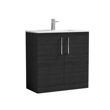 Nui Arno 800mm Floor Standing 2 Door Vanity & Basin 2 Contemporary Charcoal Black MFC 850x800x390mm - JJ Building Materials