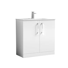 Nui Arno 800mm Floor Standing 2 Door Vanity & Basin 2 Contemporary Gloss White MFC 815x800x390mm - JJ Building Materials