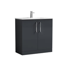 Nui Arno 800mm Floor Standing 2 Door Vanity & Basin 2 Contemporary Soft Black MFC 815x800x390mm - JJ Building Materials