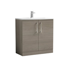 Nui Arno 800mm Floor Standing 2 Door Vanity & Basin 4 Contemporary Solace Oak MFC 830x810x440mm - JJ Building Materials
