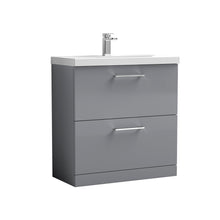 Nui Arno 800mm Floor Standing 2 Drawer Vanity & Basin 1 Contemporary Satin Grey MFC 850x810x390mm - JJ Building Materials