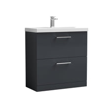 Nui Arno 800mm Floor Standing 2 Drawer Vanity & Basin 1 Contemporary Soft Black MFC 850x810x390mm - JJ Building Materials