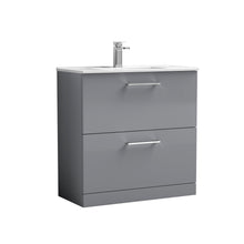 Nui Arno 800mm Floor Standing 2 Drawer Vanity & Basin 2 Contemporary Satin Grey MFC 815x800x390mm - JJ Building Materials